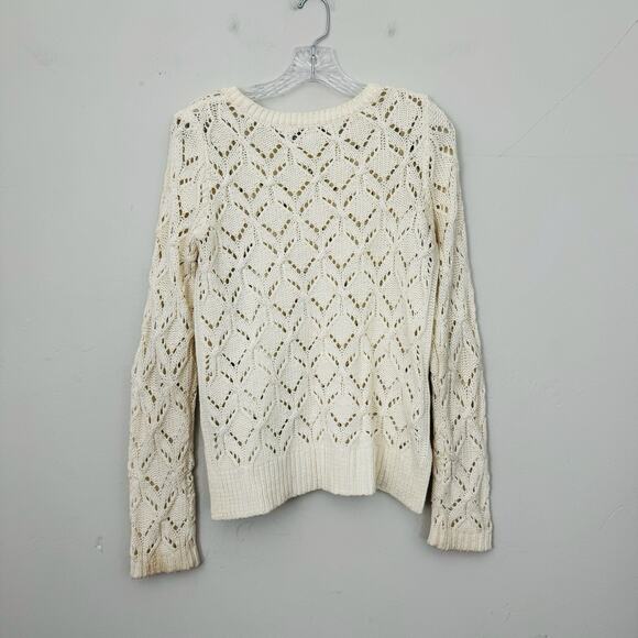 Loft Cream Crochet Pullover Sweater Women’s Size M - Picture 7 of 9